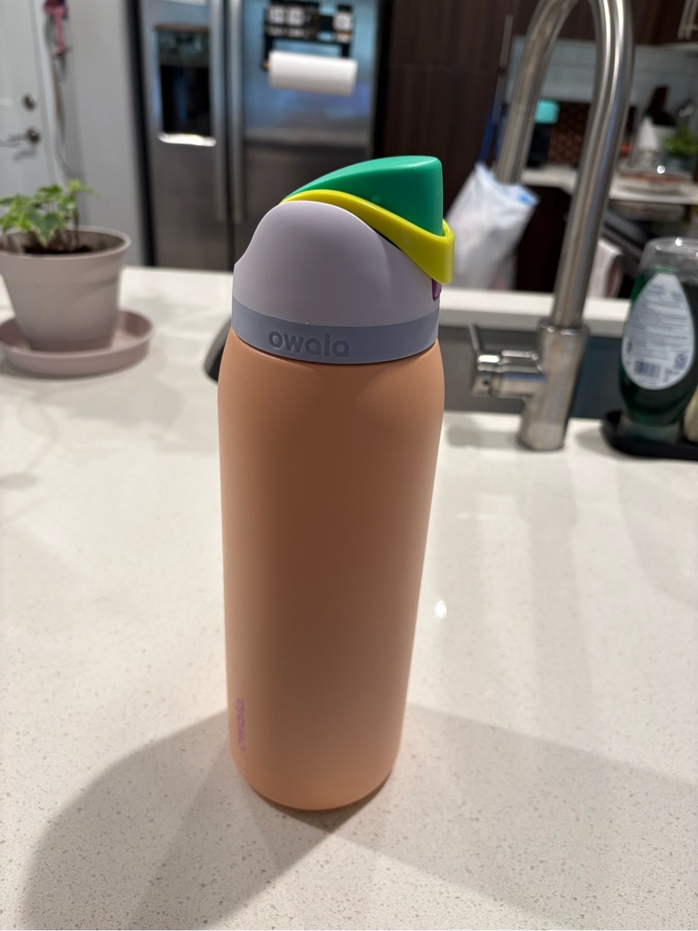 Owala Peach Stainless Water Bottle with Multi-Color Cap 40oz